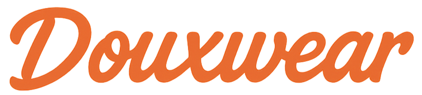 Orange 'Douxwear' logo on a white background